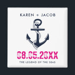 Ancre Croisière Bateau Mariage Favoriser Magnets<br><div class="desc">Mariage personnalisable sur un bateau de croisière ancre nautique pour les magnets de mariage. Customisez avec vos noms, date du mariage et nom de l'expédition. Un grand cadeau pour vous envoyer des invités mariages à la maison avec pour leur rappeler votre croisière mariage. Pour customiser plus loin, modifiez le style...</div>