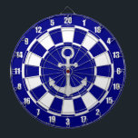 Ancre d'argent sur la Cible de flechettes bleue et<br><div class="desc">Ancre sur la Cible de flechettes bleue et blanche marine.</div>