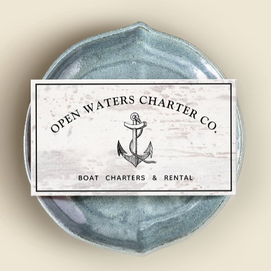 Ancre de bateau maritime Carte de visite de bois r