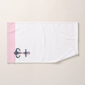 Ancre de bateau rose et nautique en bleu (Serviette à main)