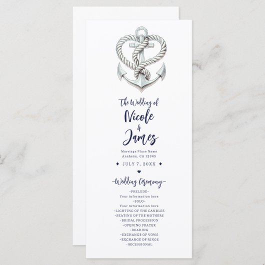 Ancre de cordes cardiaques nautiques Programme de  (Devant / Derrière)