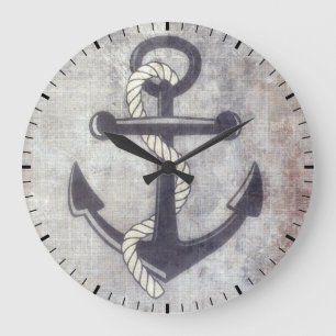 Ancre de grungy nautique Horloge murale rustique