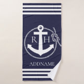Ancre de la Marine Monogram Serviette de bain pers (Serviette de bain)