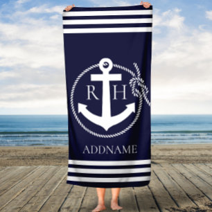 Ancre de la Marine Monogram Serviette de bain pers