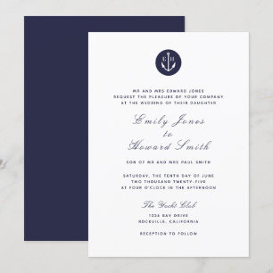Ancre de la Marine Monogramme Invitations de maria