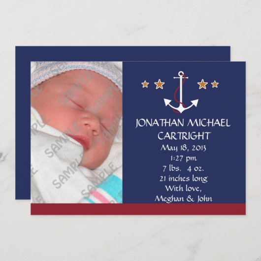Ancre de livraison Nouveau Faire-part bébé (Devant / Derrière)