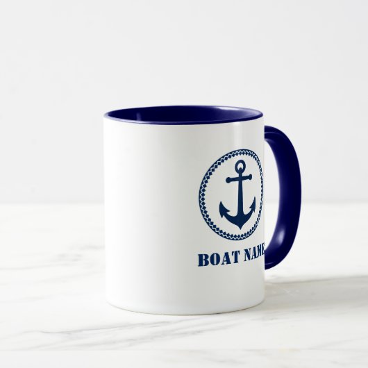 Ancre de mer Ajouter Nom du bateau Mug sa0a (Devant droit)
