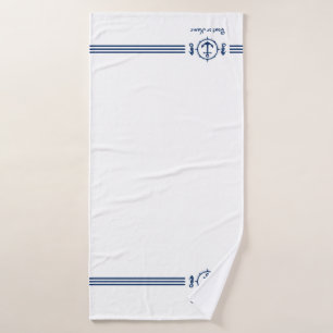 Ancre de mer Serviette de bain Nom personnalisé sh