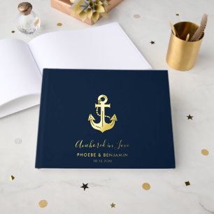 Ancre de nom personnalisé mariage Navy et Or