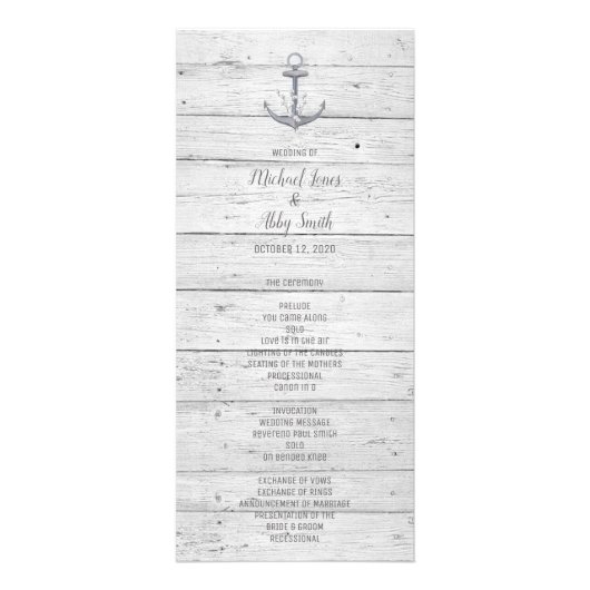 Ancre de plage Programme de mariage de destination (Devant)