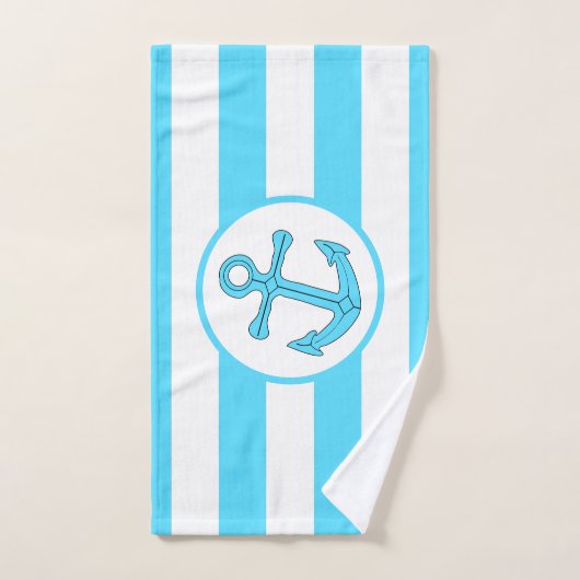 Ancre Design Bleu rayé (Serviette à main)