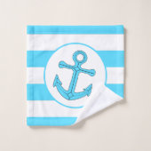 Ancre Design Bleu rayé (Gant de toilette)