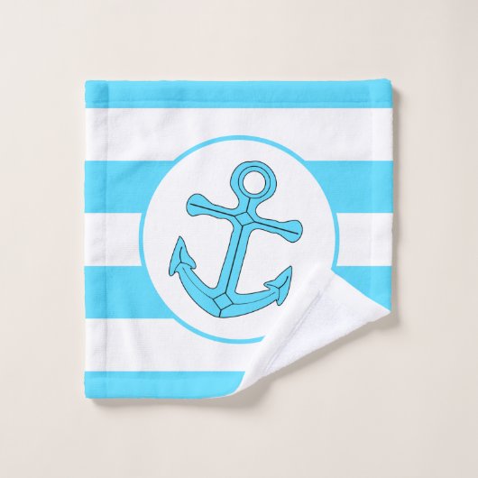 Ancre Design Bleu rayé (Gant de toilette)