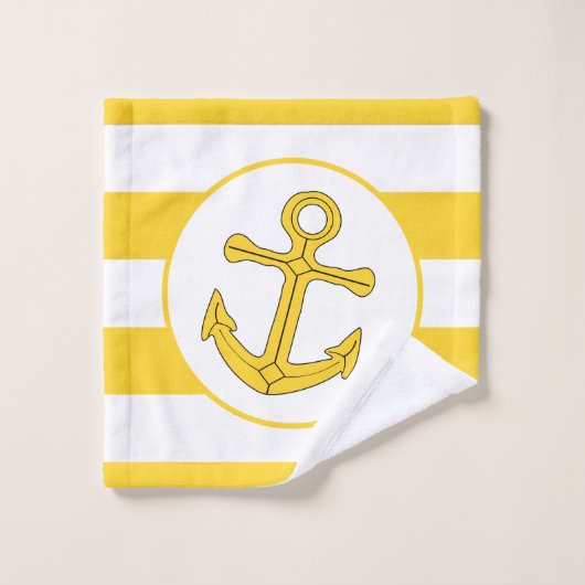 Ancre Design Jaune rayé (Gant de toilette)