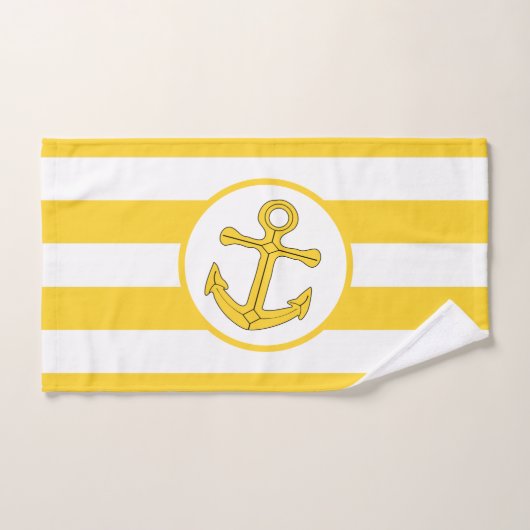 Ancre Design Jaune rayé (Serviette à main)