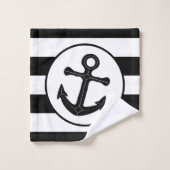 Ancre Design noir trié (Gant de toilette)