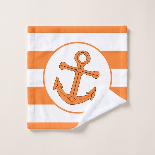 Ancre Design Orange Striped (Gant de toilette)