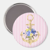 Ancre d'or avec aimant Fleurs Bleues (Recto/Verso)