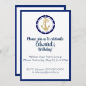 Ancre d'or centrale Invitation d'anniversaire (Devant / Derrière)