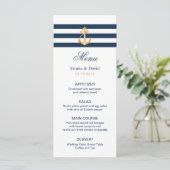 Ancre d'or Marine Stripes Menu Mariage nautique (Debout devant)