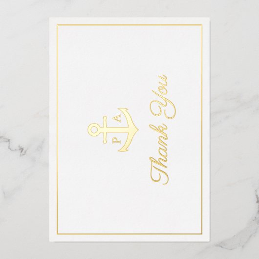 Ancre d'or Monogramme Mariage nautique vous carte (Recto)