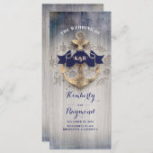 Ancre d'or Programmes de mariage nautique (Devant / Derrière)