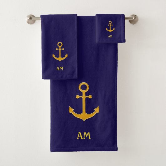 Ancre dorée sur fond bleu marine (En situation)