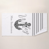 Ancre en gris argenté de la mariée de Wifey (Serviette de bain)