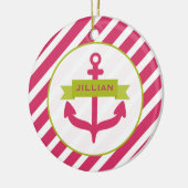 Ancre et ornement roses de rayures (Gauche)