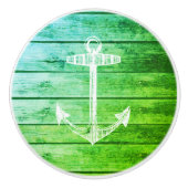 Ancre Faux Wood Green Bouton de tiroir nautique (Devant)