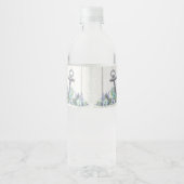 Ancre floral Nautique Mariage Étiquette de bouteil (Dos)