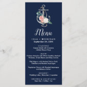 Ancre florale | Carte du menu du dîner d'été de la (Devant)