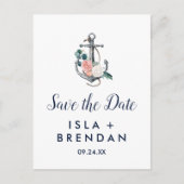 Ancre florale | Été Enregistrer la date Carte post (Devant)