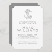 Ancre florale marine gris Invitation de fête d'ann (Devant / Derrière)