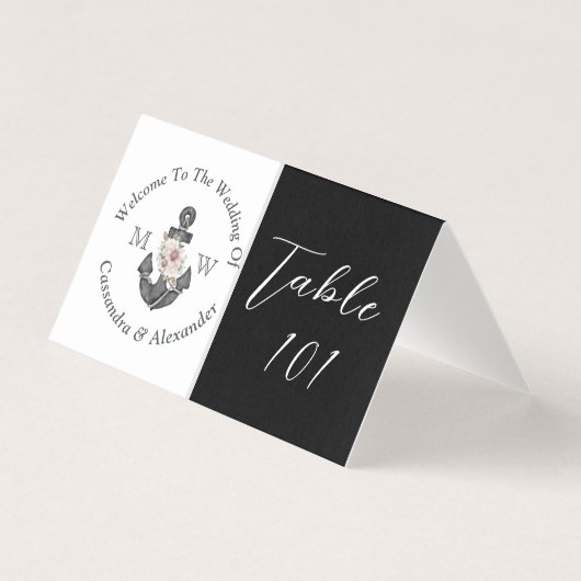 Ancre florale marine Mariage noir et blanc (Front)