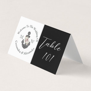 Ancre florale marine Mariage noir et blanc