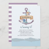 ancre florale nautique Invitation Anniversaire (Devant / Derrière)
