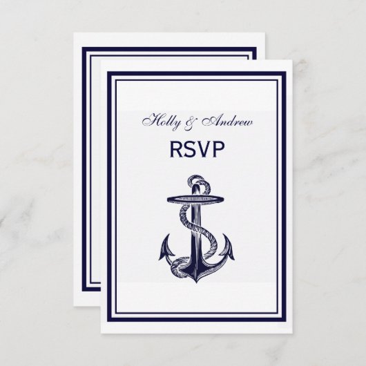 Ancre marine bleu encadré 2V RSVP (Devant / Derrière)