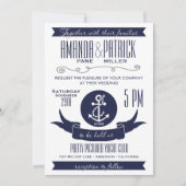 Ancre Marine Bleu Nautique Mariage Invitations (Devant)