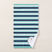 Ancre marine Bleu Turquoise Bandes blanches (Serviette à main)