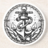 Ancre marine Dessous de verre de grès nautique (Devant)