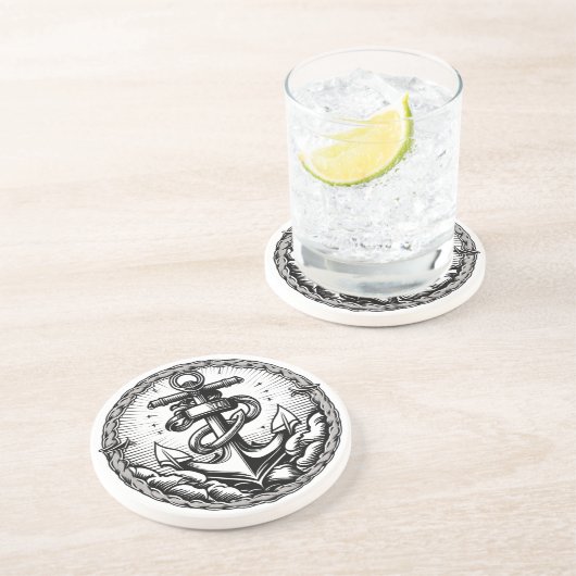 Ancre marine Dessous de verre de grès nautique (Côté)