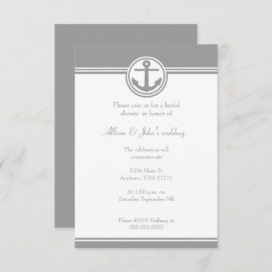 Ancre marine gris Invitation de douche nuptiale