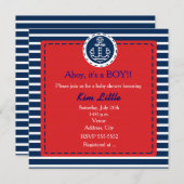 Ancre marine Invitation Baby shower rouge (Devant / Derrière)