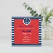 Ancre marine Invitation Baby shower rouge (Debout devant)