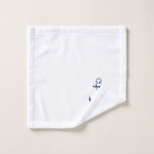 Ancre marine Plage de Monogramme bleu (Gant de toilette)