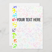 Ancre maritime Faire-part Motif coloré (Devant / Derrière)