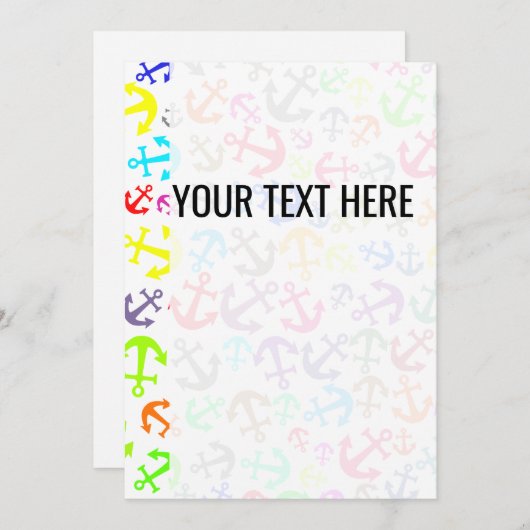 Ancre maritime Faire-part Motif coloré (Devant / Derrière)