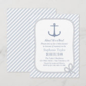 Ancre moderne Nautique Baby Shower Invitations (Devant / Derrière)