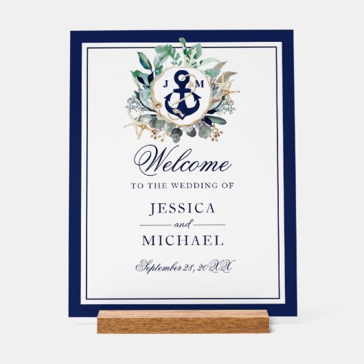 Ancre Monogramme Verdure Mariage de couronne Bienv (Recto)